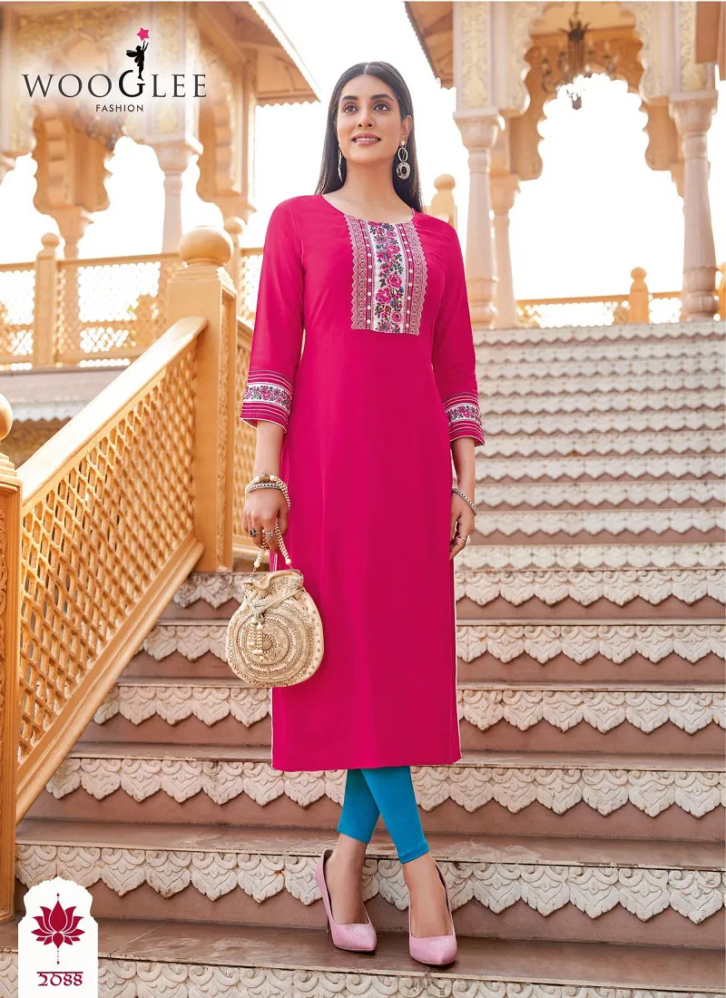  Barbella Vol 13 by Wooglee  Rayon Thread And Handwork Kurti Collection Catalog